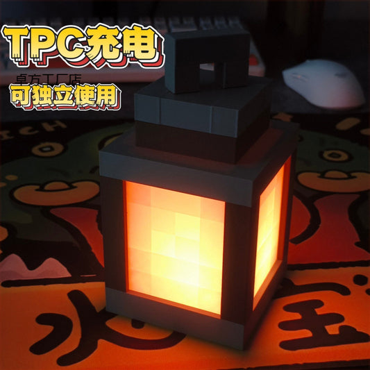 English Minecraft Glow Lantern Night Light Rechargeable Game Torch Light Peripheral Bedroom Atmosphere Light