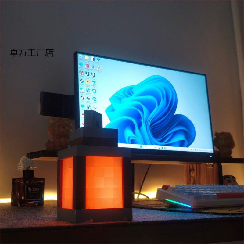English Minecraft Glow Lantern Night Light Rechargeable Game Torch Light Peripheral Bedroom Atmosphere Light