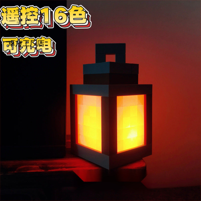 English Minecraft Glow Lantern Night Light Rechargeable Game Torch Light Peripheral Bedroom Atmosphere Light